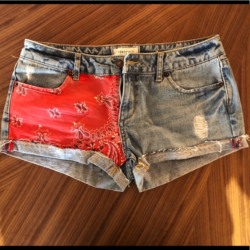 Forever 21 bandana jean shorts